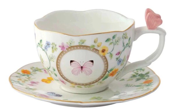 Dancing Butterflies Tasse mit Untertasse 240ml Porzellan