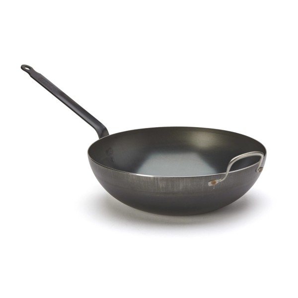 Blue Carbon Wok D32cm mit Gegengriff Blaustahl