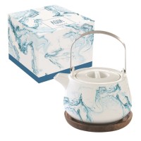 Aqua Teekanne mit Akazien Untersetzer , 750ml