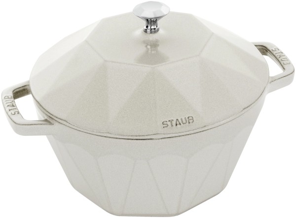 Cocotte Diamant 22cm, rund, Weisser Trüffel, Gusseisen