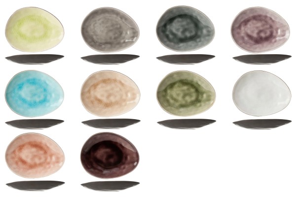 10er Set Streetfood Festival Teller oval, assort 15x11.5cm