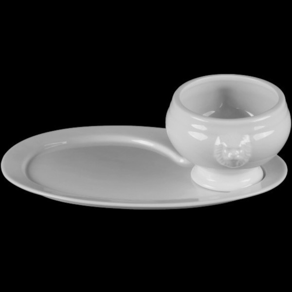2-tlg. Servierset Porzellan Löwenkopf 0.45 lt. mit Tablett