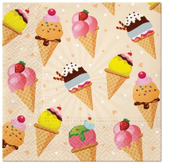 Servietten Lunch 20x Ice Cream, 33x33cm