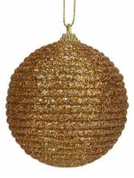 Weihnachtskugel Rope Glitter Gold D8cm Kunststoff