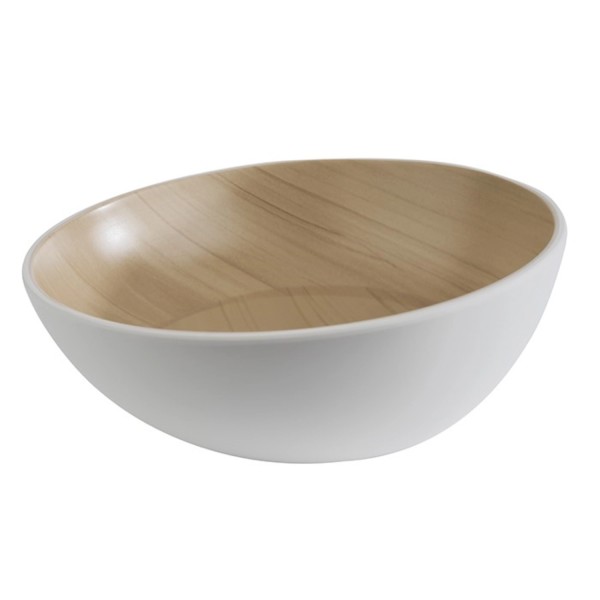 Schale FRIDA weiss/Holzoptik D21.5cm, H7 / 8.5cm