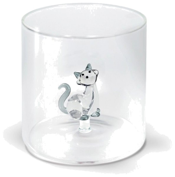 Glas aus Borosilikat 250 ml, Dekor Katze mit Wollknäuel
