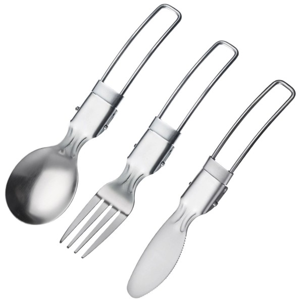 3 tlg. Set Campingbesteck, Edelstahl