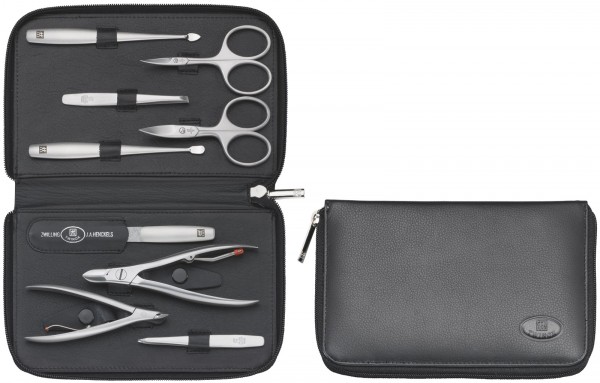 Profi-Etui, Nappaleder, schwarz, 9-tlg.