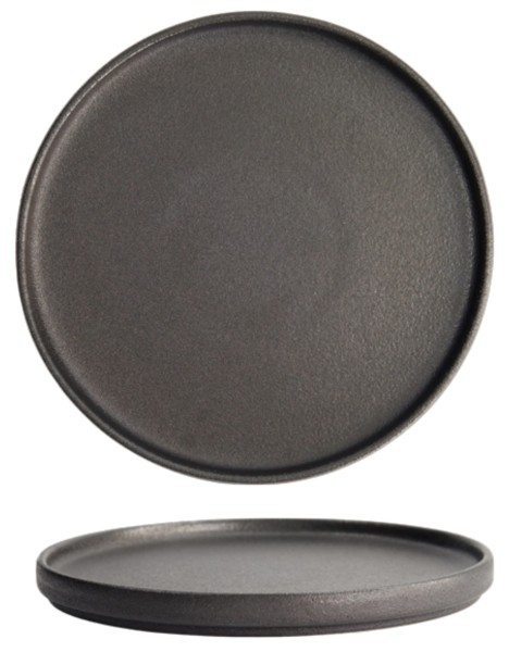 Yuzu Schwarz Teller mit Rand D23.9cm