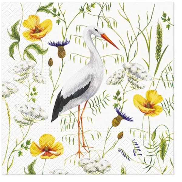 Servietten Lunch 20x Storch im Grasland 33x33cm