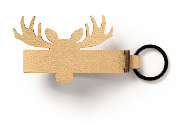 Schlüsselanhänger Elch nickel beige