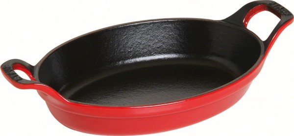 Auflaufform 24cm, oval, Kirsch-Rot, Gusseisen