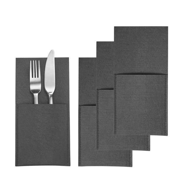 4er Set Bestecktaschen Cozy, anthrazit, Polyester