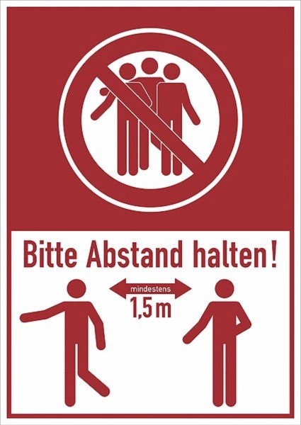 Schild Bitte Abstand halten, einfarbig, PVC-Platte 37x26cm