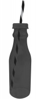 Soda Flasche m. Trinkhalm 70cl, schwarz/weiss