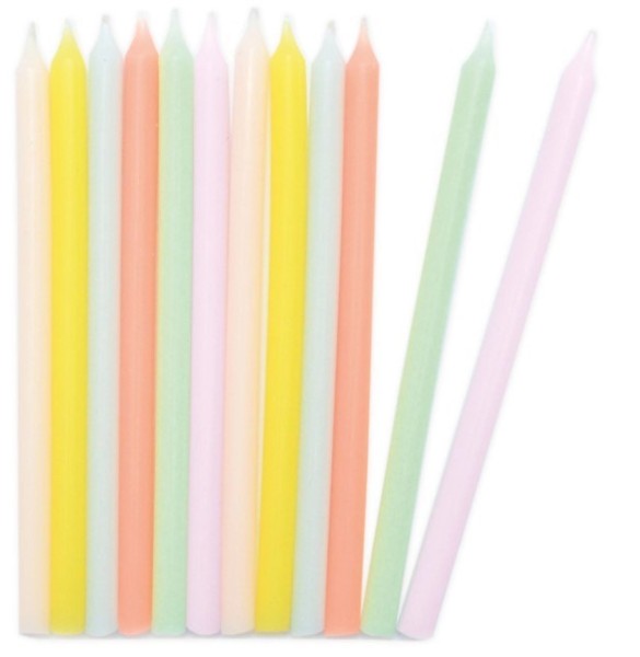 12er Set Kerzen lang 12cm pastellfarben