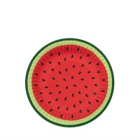 Pappteller 10x Wassermelone, 18x18cm