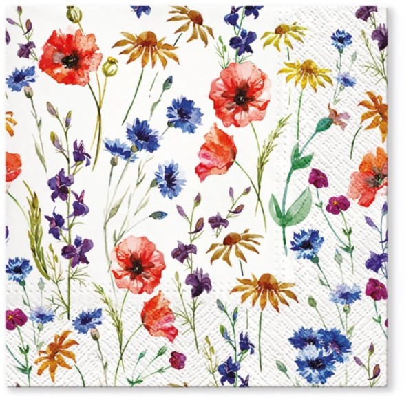 Servietten Lunch 20x Blumenwiese, 33x33cm