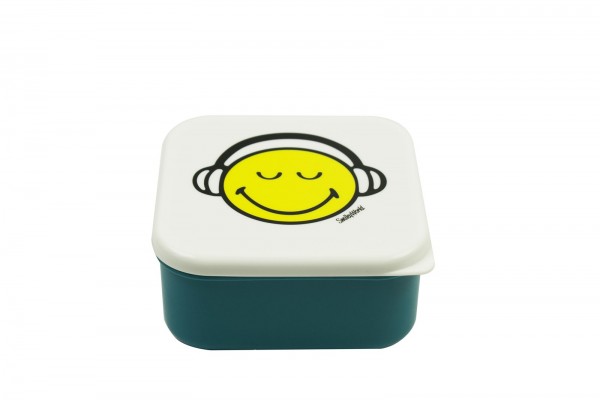Smiley Lunchbox, blau/weiss, 12 x 12 cm
