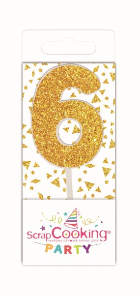 Kerze Mini Nummer 6 gold