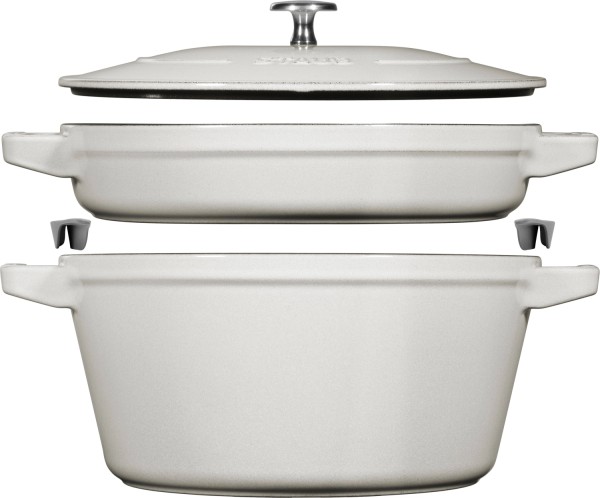 Cocotte 3tlg. 24cm, rund, Weisser Trüffel, stackable