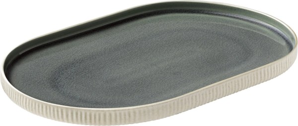 Playground Nara Platte oval Relief grau 30cm