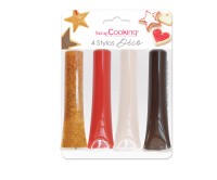 4er Set Zuckergussstift gold, rot, weiss braun 26g