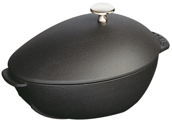 Muscheltopf 25cm, Gusseisen, Schwarz