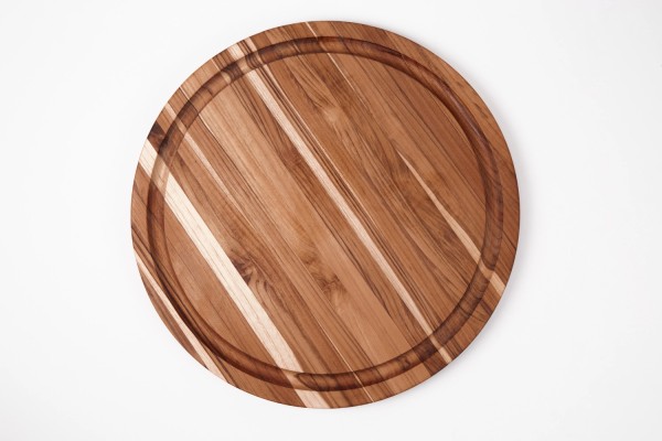 Scandi Schneidebrett D46cm H2.5cm mit Saftrille und Griffen