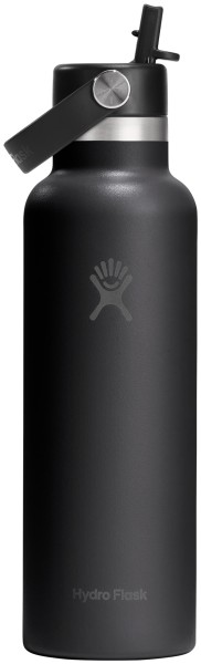 Trinkflasche Standard Flex Deckel m. Strohhalm 620ml schwarz