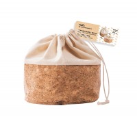 Brotbeutel mit Kordel, Baumwolle M, cork/beige, 20 cm