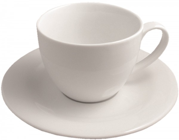 6x Lipari Frühstückstasse mit Untertasse, 35cl, weiss