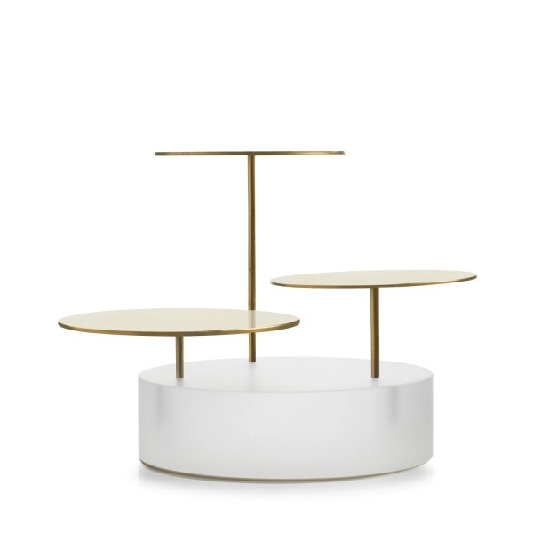 Ice Servierblock mit 3 Tabletts rund D21cm weiss/gold