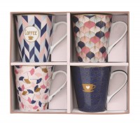Coffee Mania 4er Set Kaffebecher in GB,"Rosa",300ml