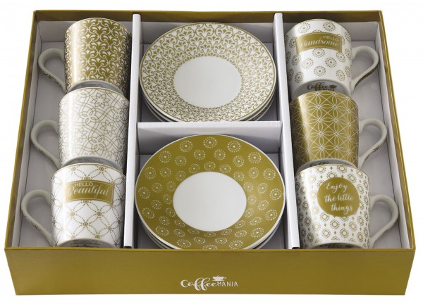 Coffee Mania 6er Espr.-tasse m. Untert. GB, "Enjoy", 100ml
