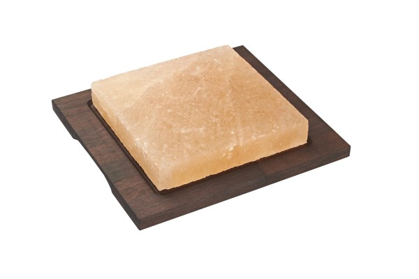 Salzplatte rechteckig mit Holzbasis, 29x25x6.5cm