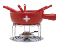 Käsefondue-Set CH-Kreuz, 9-teilig, Ø 22 cm,rot