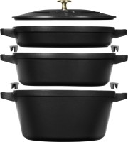 Cocotte 4tlg. 24cm, rund, Schwarz, stackable