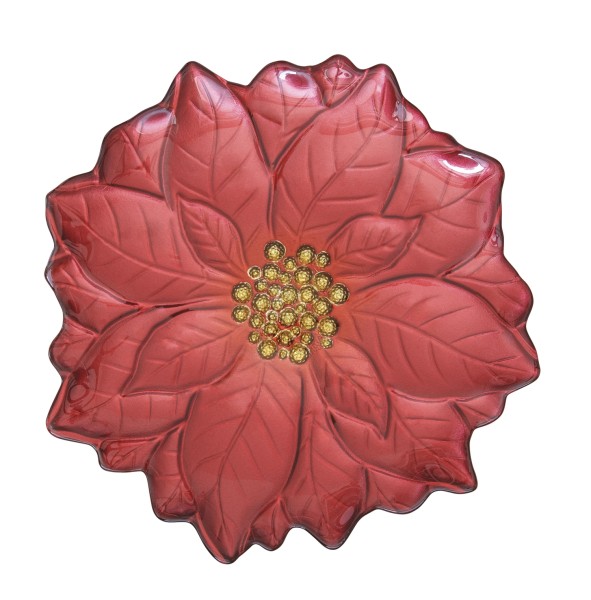 Glasteller in Geschenkkarton Christrose D31cm rot