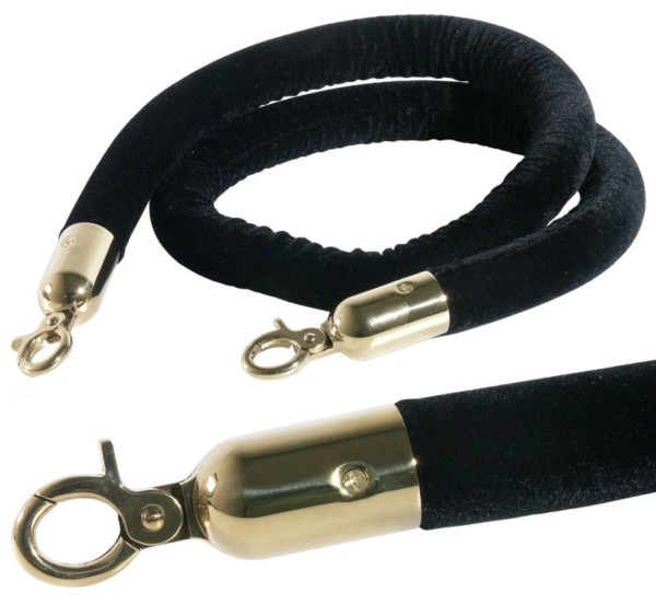 Abgrenzungsseil, schwarz 150cm mit goldfarbener Öse