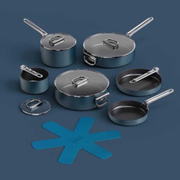 6er Set Space Kochset 15+19+20+24+28+28cm +3xPfannenschutz