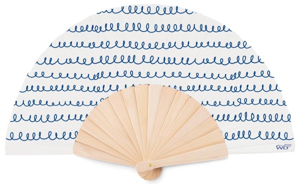 Faltbarer Fächer, Weiss und Blau