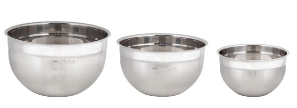 Rührschüsselset, Edelstahl, 3er Set, 26cm, 22cm, 18cm