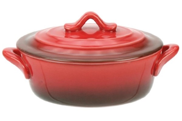 Auflaufform oval mit Deckel 0.5 L, 16.5x13x6.5cm, rot