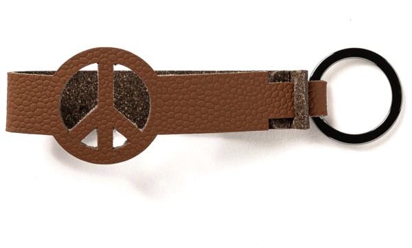 Schlüsselanhänger Peace nickel cognac