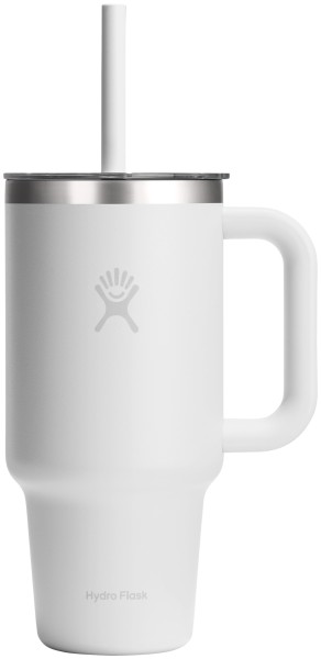 Reisebecher mit Trinkhalm 945ml weiss