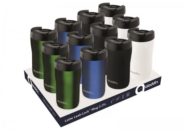 Latte Leak-Lock™ Display mit 12 Mugs (3 Stück pro Farbe)