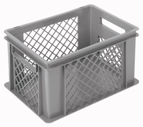 Behälter grau 40x30x22cm Standard Boden geschlos/Wände perfo