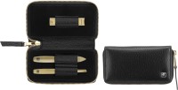 3tlg. Classic Rahmenetui Leder, schwarz/gold