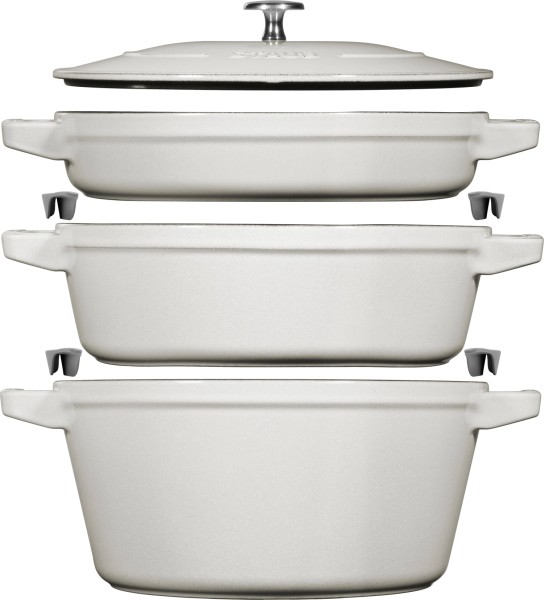 Cocotte 4tlg. 24cm, rund, Weisser Trüffel, stackable